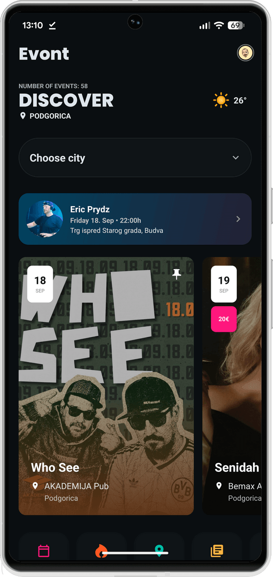 EVONT Discover ekran